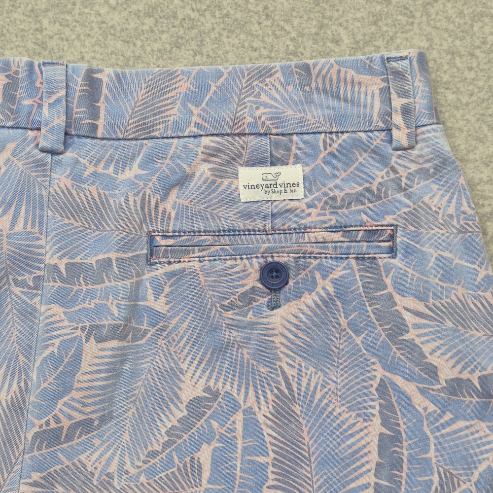 Vineyard Vines Breaker Shorts Mens 30 Pink Blue Palm Leaf Tropical Beach Preppy - Picture 13 of 14